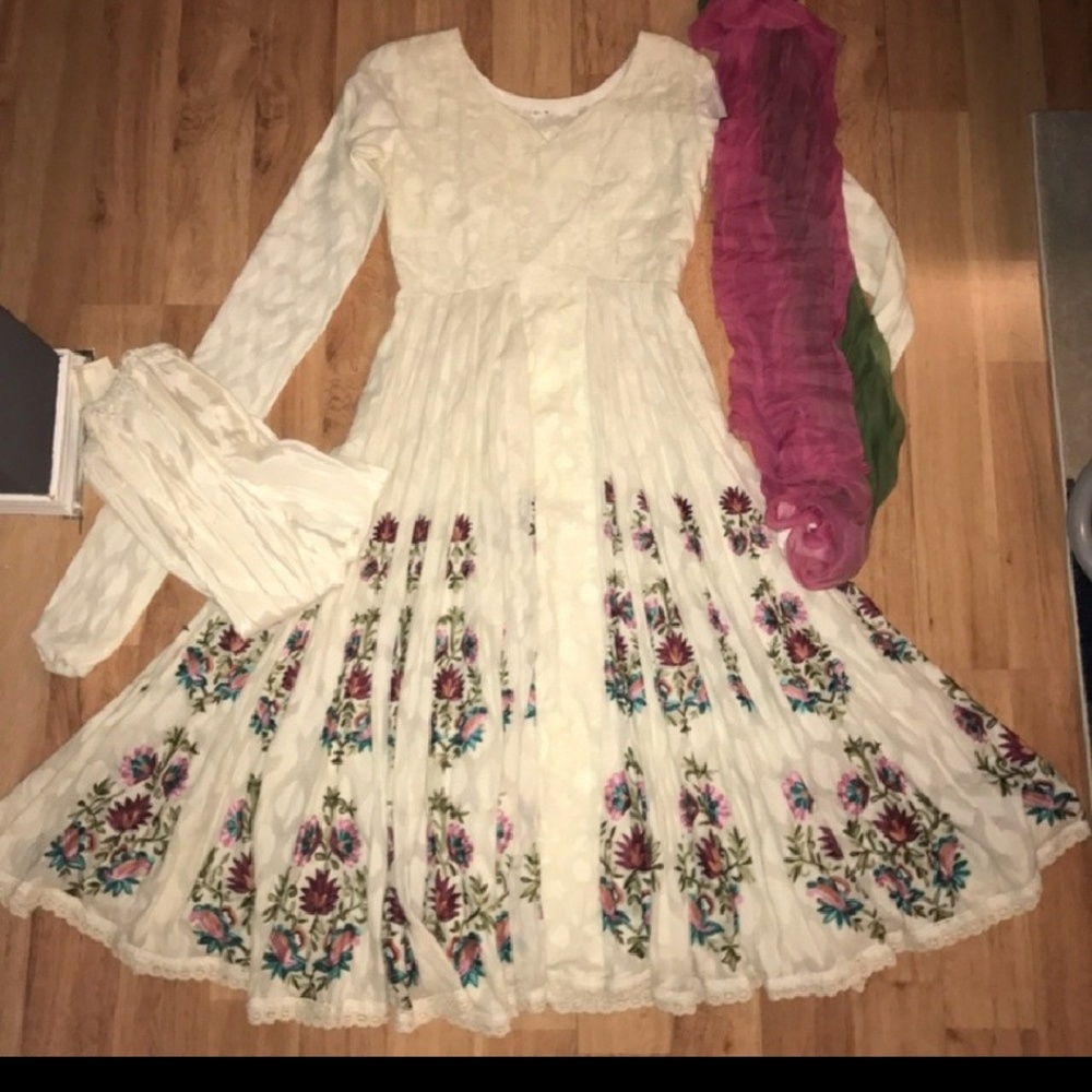 Anarkali with scarf and pants